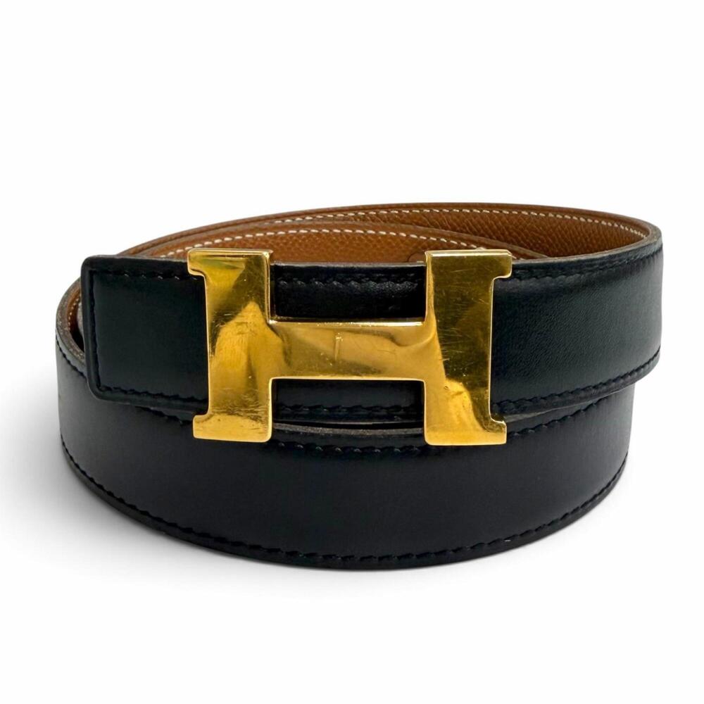 HERMES Vintage 1999 Leather Belt with Gold Hardware, Margiela Era, Constance ...